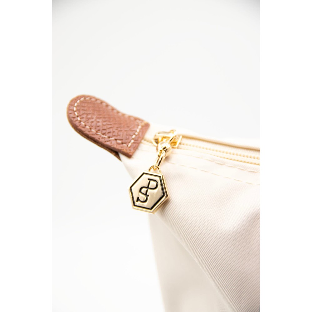Silver Polo Μπεζ Γυναικεία Τσάντα ώμου χρυσό κούμπωμα
