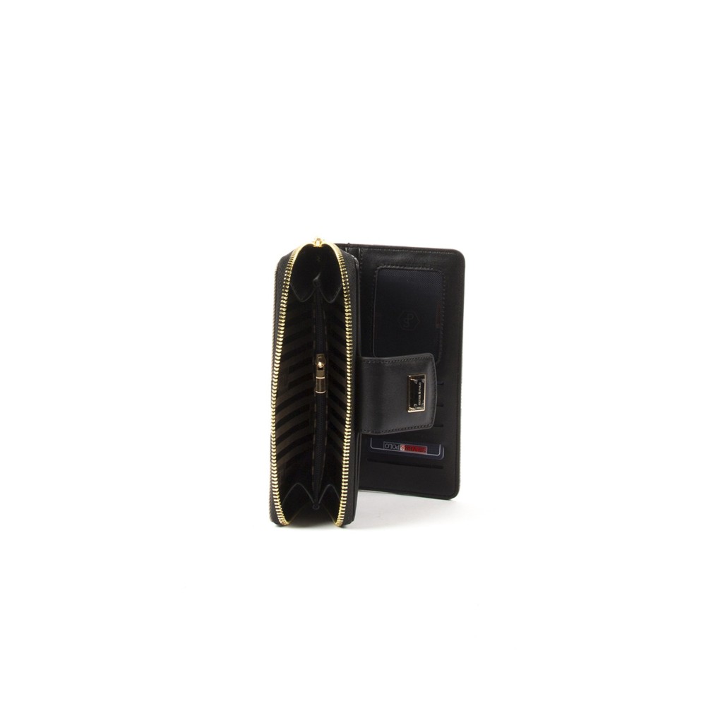 Silver Polo Καφέ-Μαύρο Γυναικείο Πορτοφόλι & Θήκη για κάρτες με τρεις θήκες SP928-1
