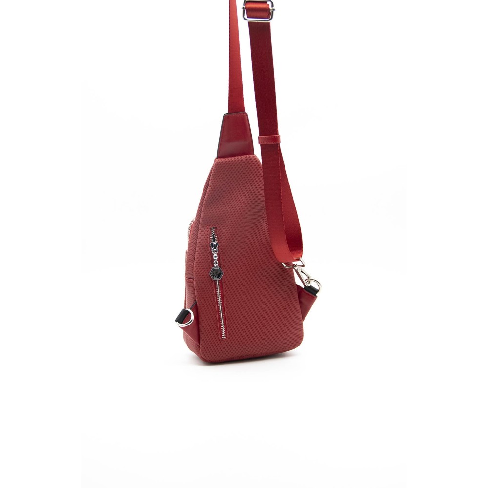 Silver Polo Κόκκινο Γυναικεία Τσάντα Freebag μεταλλικό φερμουάρ και με δύο θήκες SP1013-1