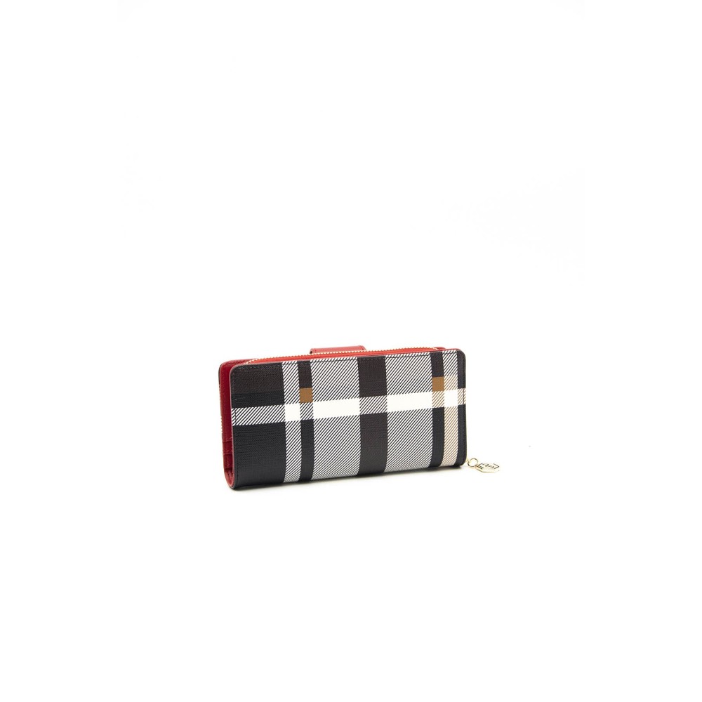Silver Polo Κόκκινο Καρό Μοτίβο Γυναικείο Πορτοφόλι & Θήκη για κάρτες με τρεις θήκες SP897-4
