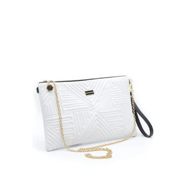 Silver Polo Λευκό Clutch τσάντα μονής θήκης με μοτίβο πυραμίδα