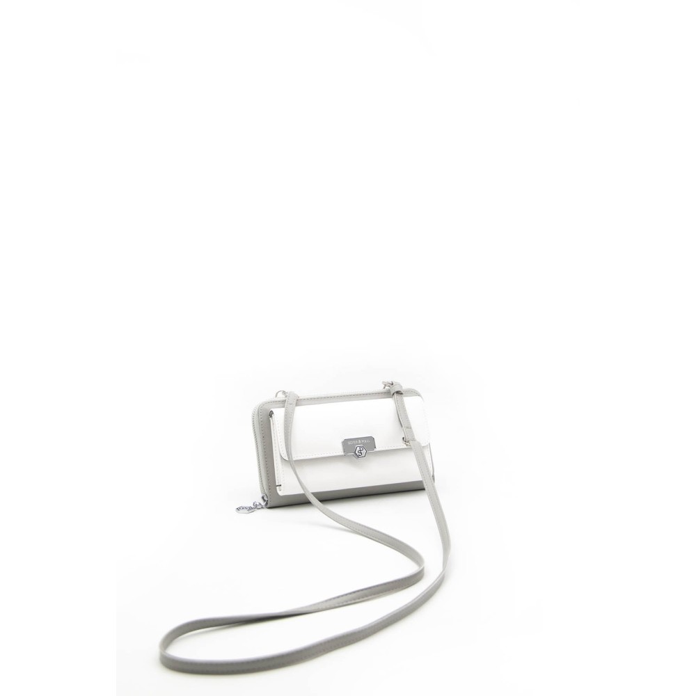 Silver Polo Λευκό Γυναικείο Πορτοφόλι & Θήκη Κάρτας/Τηλεφώνου με λουράκι και τρεις θήκες SP921-5