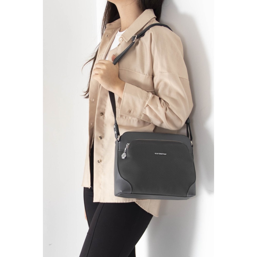 Silver Polo Mαύρη Γυναικεία τσάντα χιαστί/Messenger με μονής θήκης SP364-5