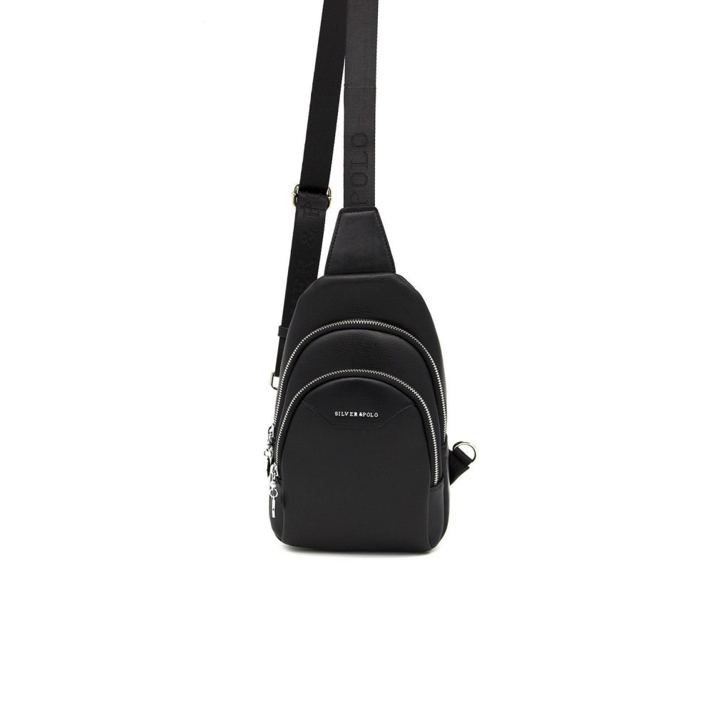 Silver Polo Μαύρη Γυναικεία τσάντα Freebag με δύο θήκες SP959-7