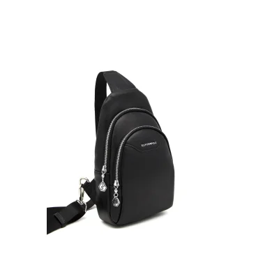 Silver Polo Μαύρη Γυναικεία τσάντα Freebag με δύο θήκες