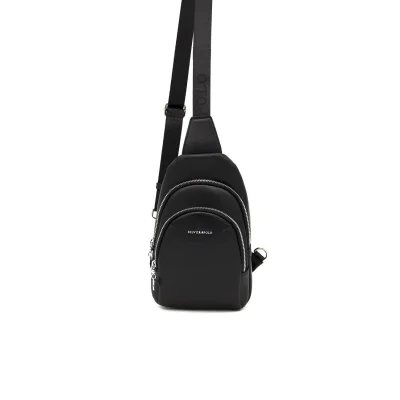 Silver Polo Μαύρη Γυναικεία τσάντα Freebag με δύο θήκες