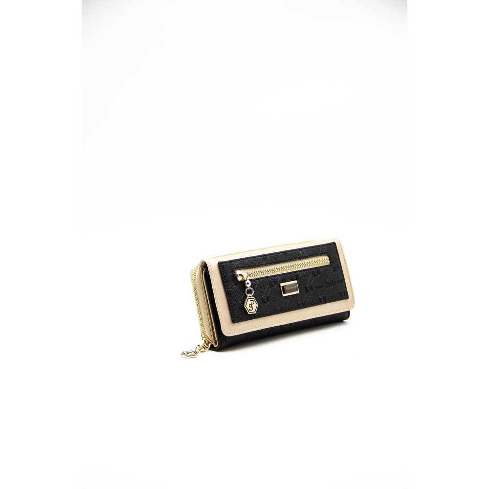 Silver Polo Μαύρο Ασημί Γυναικείο Πορτοφόλι & Θήκη Κάρτας με δύο θήκες SP846-7