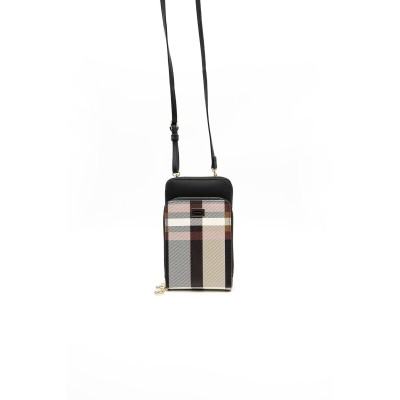 Silver Polo Μαύρο Γυναικείο Πορτοφόλι & Θήκη Κάρτας/Τηλεφώνου με μοτίβο καρό