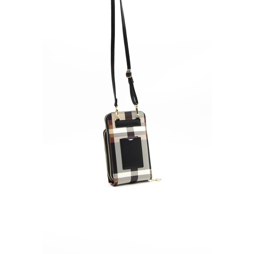 Silver Polo Μαύρο Γυναικείο Πορτοφόλι & Θήκη Κάρτας/Τηλεφώνου με λουράκι και δύο θήκες SP1011-1