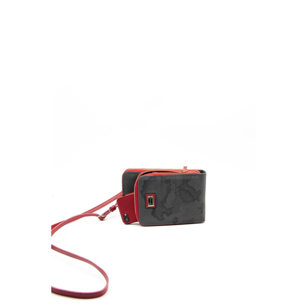 Silver Polo Μαύρο Γυναικείο Πορτοφόλι & Θήκη Κάρτας/Τηλεφώνου με λουράκι και δύο θήκες SP1011-7