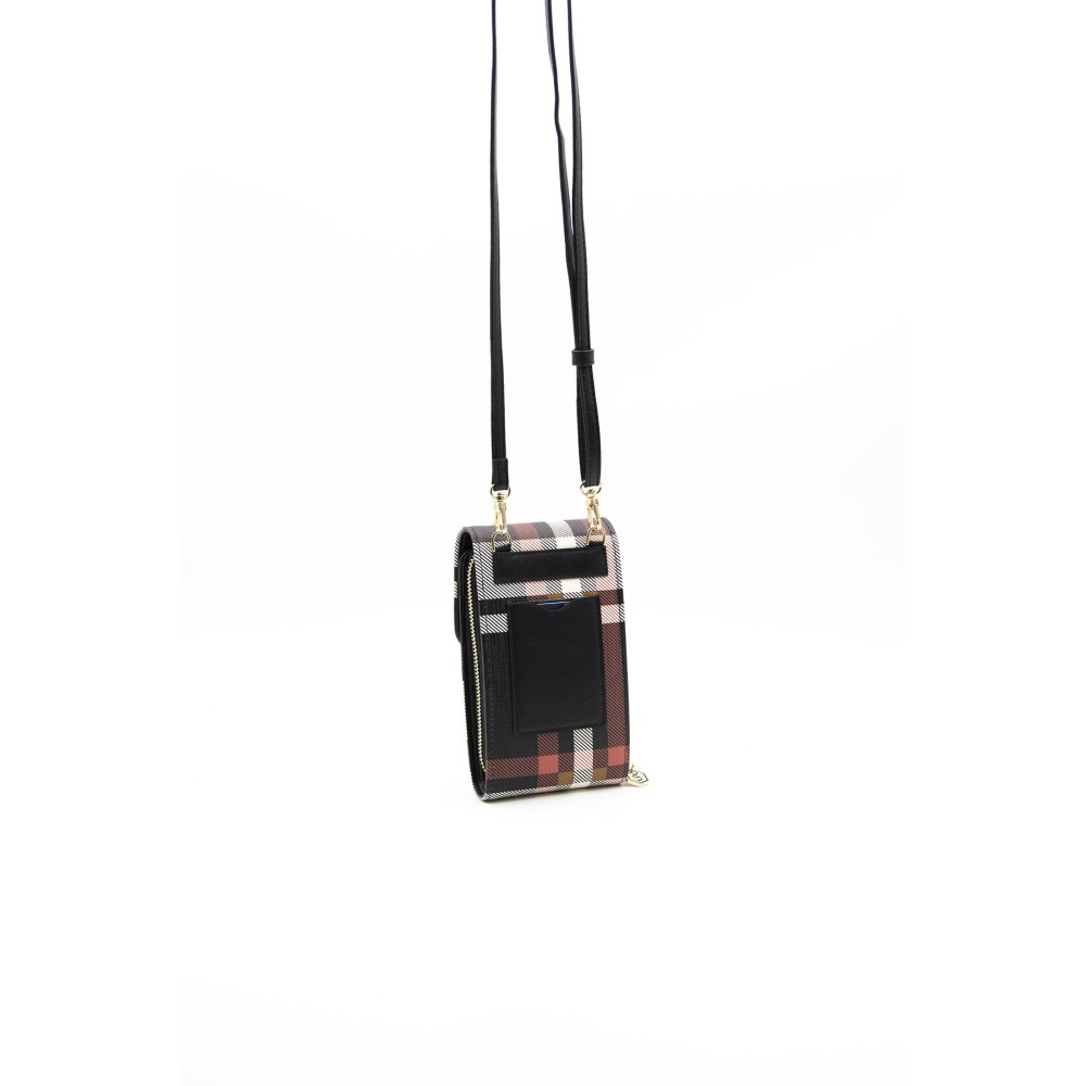 Silver Polo Μαύρο Γυναικείο Πορτοφόλι & Θήκη Κάρτας/Τηλεφώνου με λουράκι και τρεις θήκες SP889-13