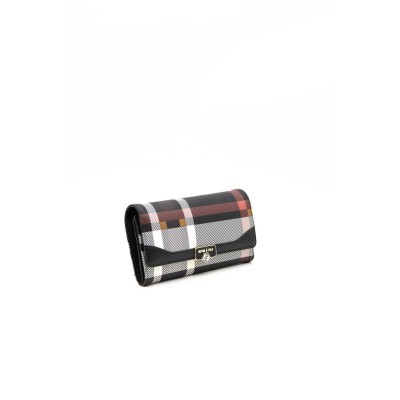 Silver Polo Κόκκινο Μαύρο Γυναικείο Πορτοφόλι & Θήκη για κάρτες με μοτίβο καρό
