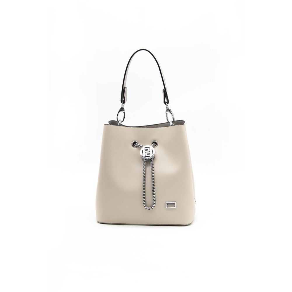 Silver Polo Μπεζ Γυναικεία τσάντα χειρός με τρεις θήκες SP967-6