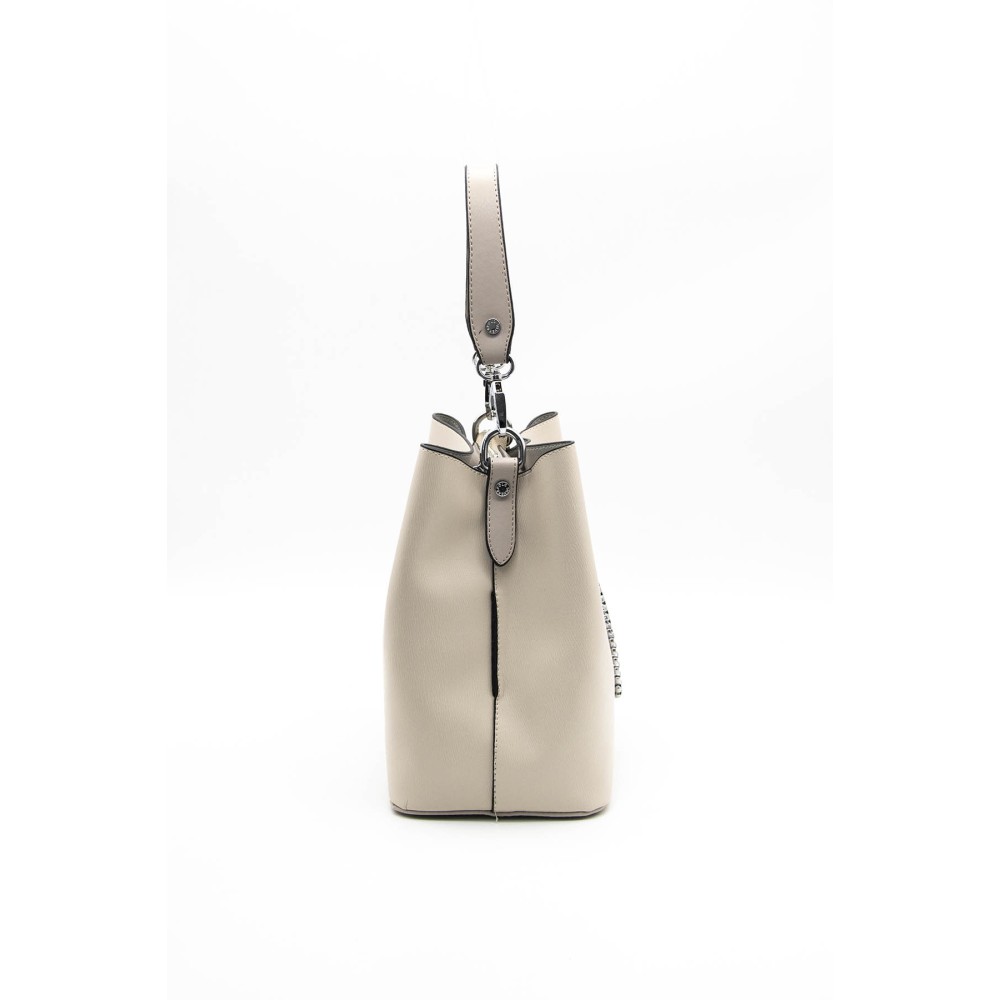 Silver Polo Μπεζ Γυναικεία τσάντα χειρός με τρεις θήκες SP967-6