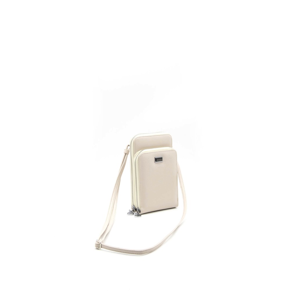 Silver Polo Μπεζ Γυναικείο Πορτοφόλι & Θήκη Κάρτας/Τηλεφώνου με λουράκι και δύο θήκες SP1011-13