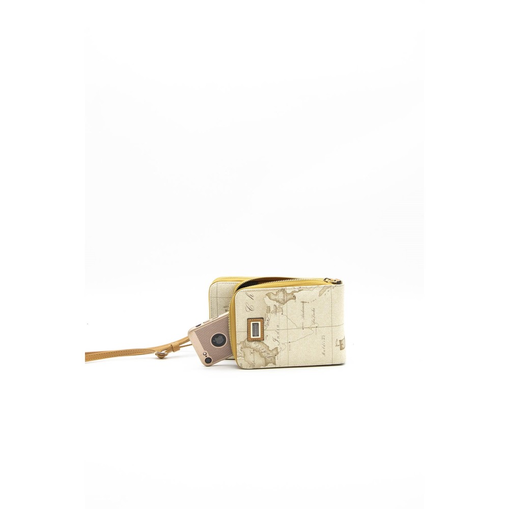 Silver Polo Μπεζ Γυναικείο Πορτοφόλι & Θήκη Κάρτας/Τηλεφώνου με λουράκι και δύο θήκες SP1011-9