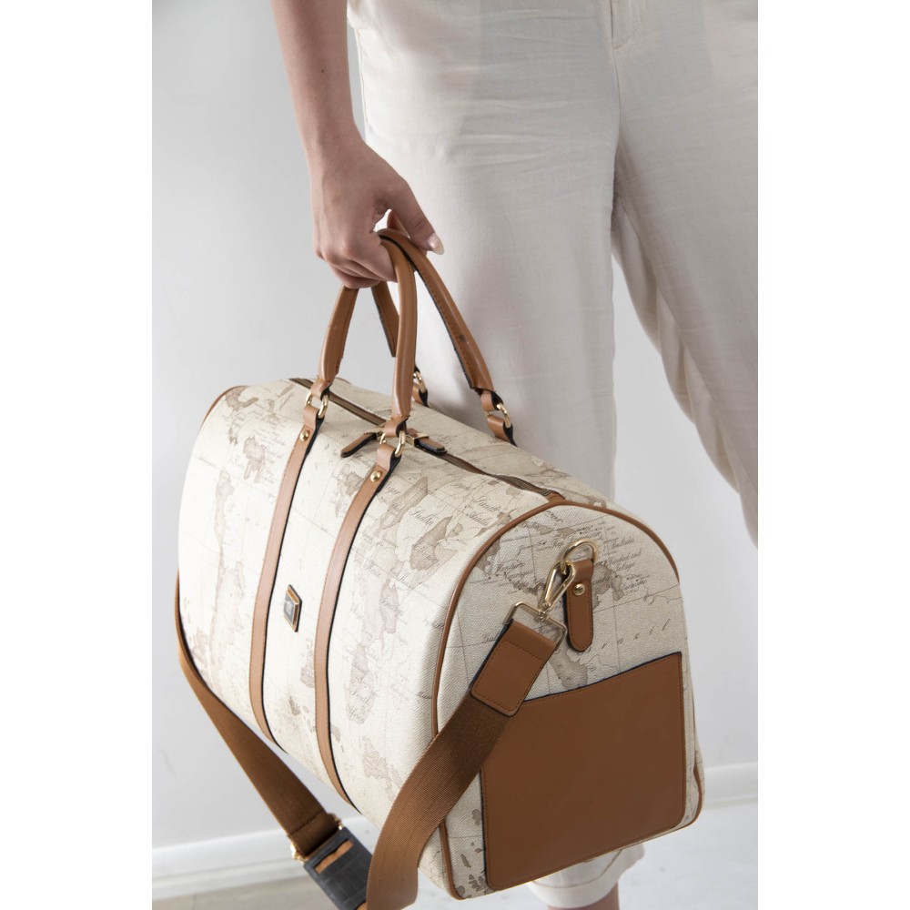 Silver Polo Μπεζ-Ταμπά Γυναικεία τσάντα ταξιδιού μονής θήκης SP1067-3 23x50x28