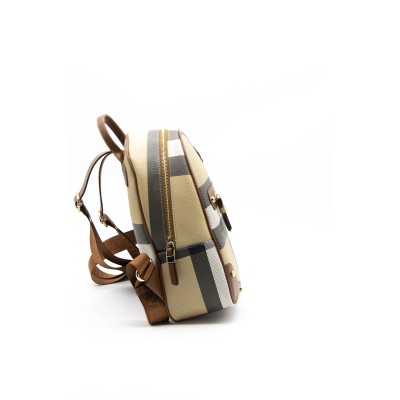 Silver Polo Μπεζ Ταμπά Γυναικείο Σακίδιο Πλάτης μονής θήκης με χρυσό αξεσουάρ