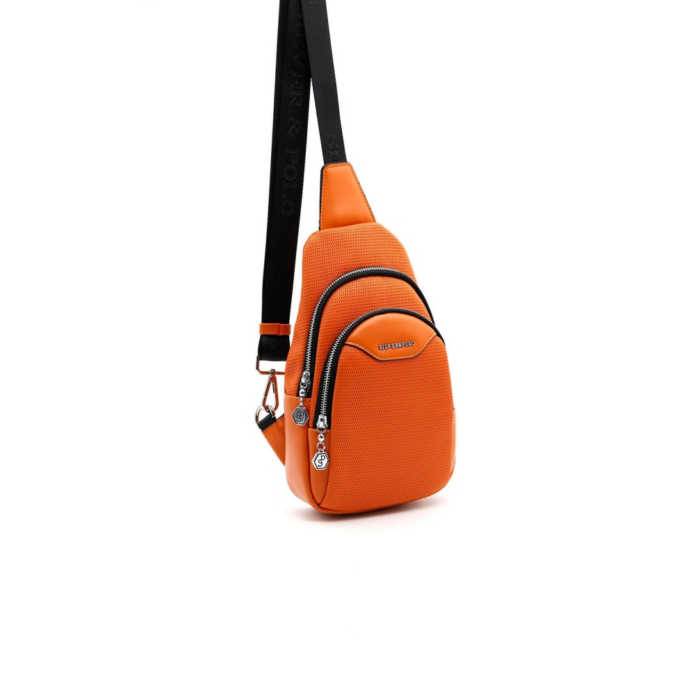 Silver Polo Πορτοκαλί Γυναικεία τσάντα Freebag με δύο θήκες SP959-9