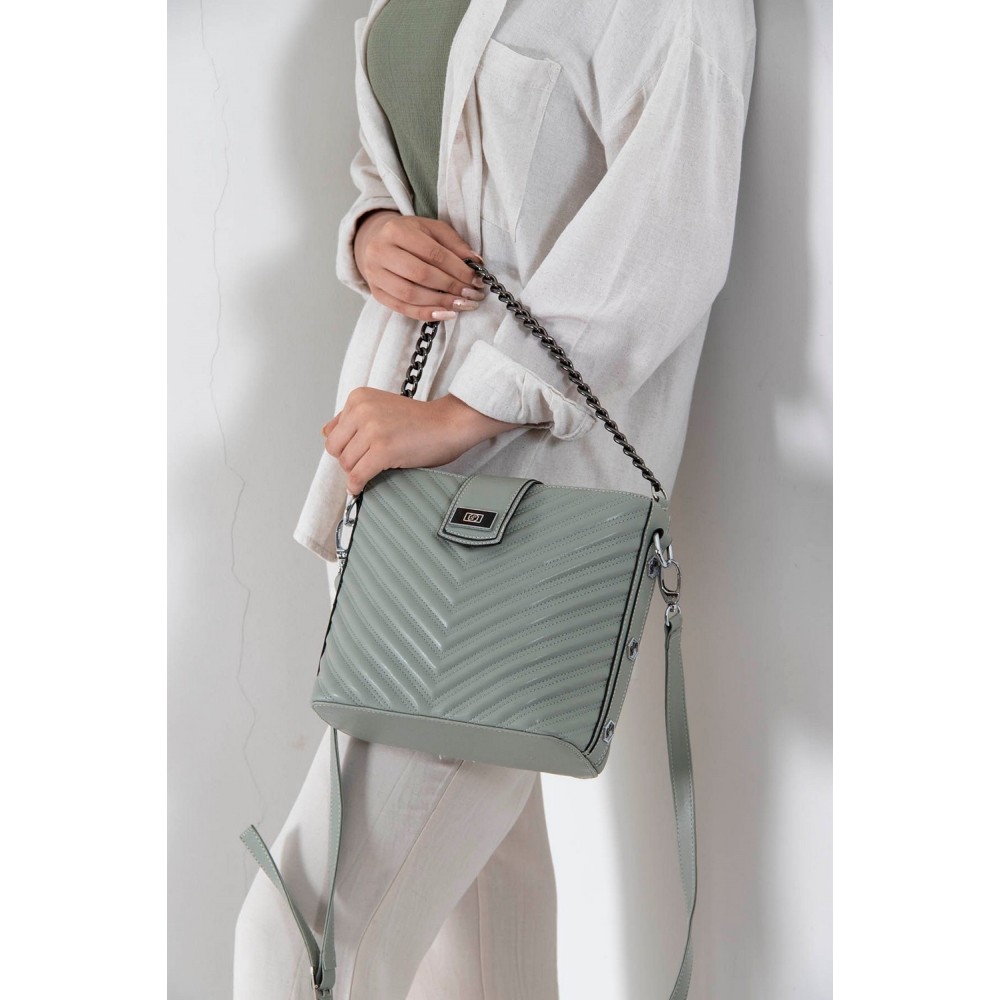 Silver Polo Πράσινο της Ελιάς Γυναικεία τσάντα χιαστί με τρεις θήκες SP1065-2