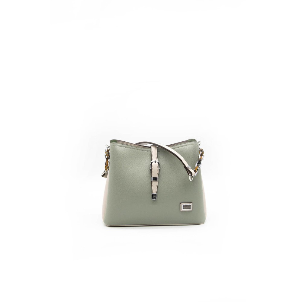Silver Polo Πράσινο της Ελιάς Γυναικεία τσάντα ώμου με τρεις θήκες SP974-1