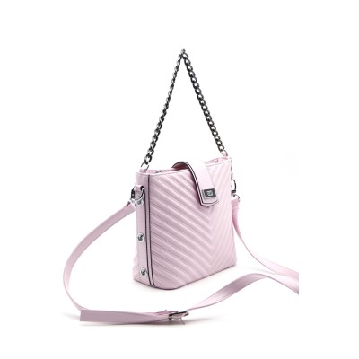 Silver Polo Ροζ Γυναικεία τσάντα χιαστί με τρεις θήκες